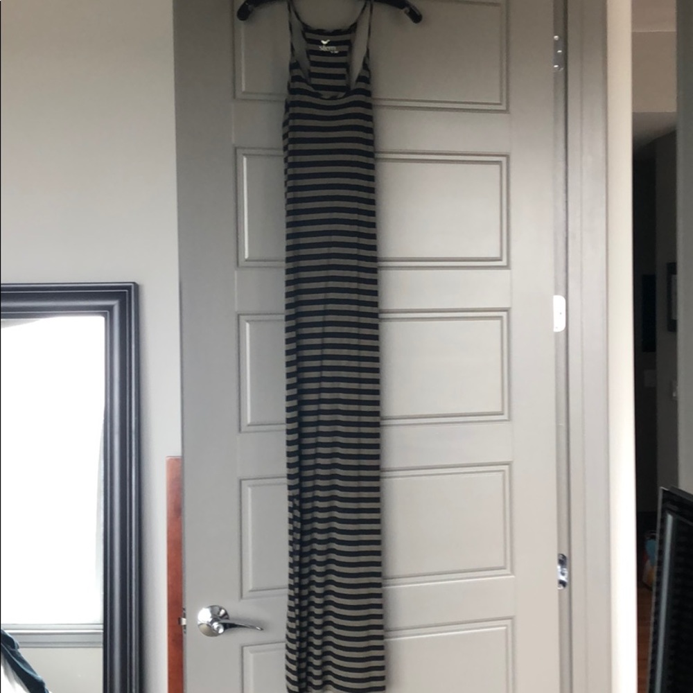 Black and olive striped maxi dress